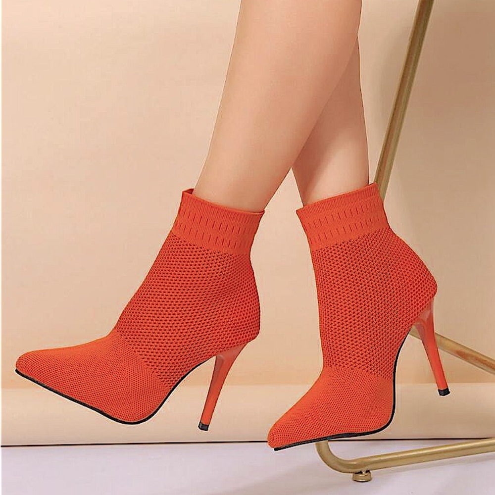 Bright Orange Sock High Heels